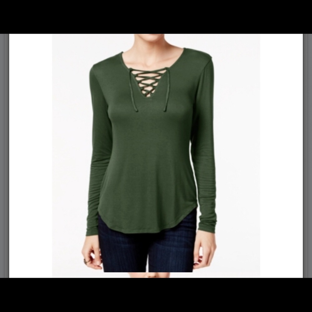 No Comment Juniors' Lace-Up Top